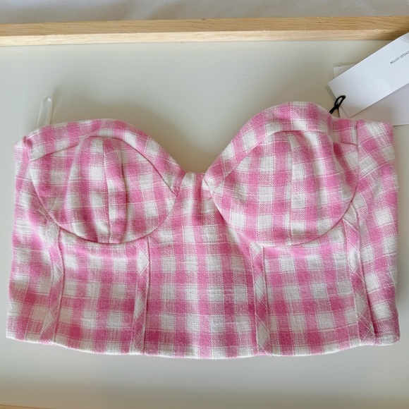 Zara Pink Gingham Bustier Crop Top | Coquette Cottagecore Festival Style (NWT) - Picture 4 of 13